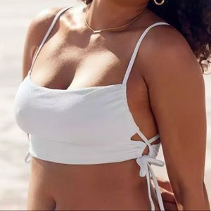 Aerie pique lace up longline bandeau bikini top